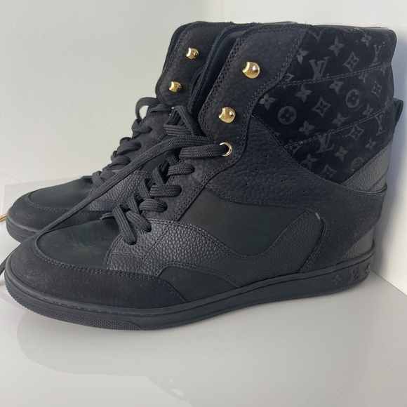 Luis Vuitton Monogram Pattern Leather Wedge Sneakers - Picture 10 of 11